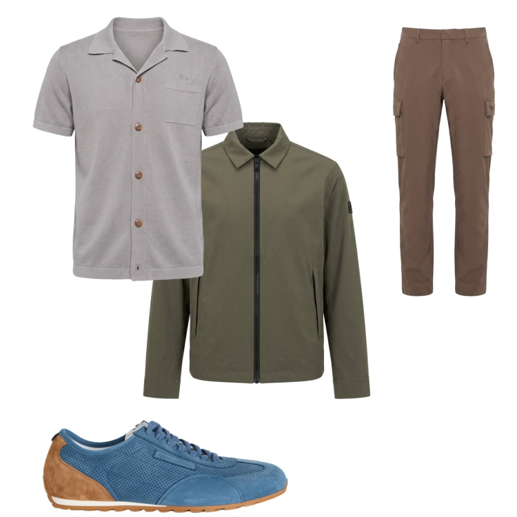 Outfit uomo - Total look #2441880. Stile Urban per Tutti i giorni. Abbinamento con sneakers, camicie a manica corta, pantaloni cargo, cappotti.