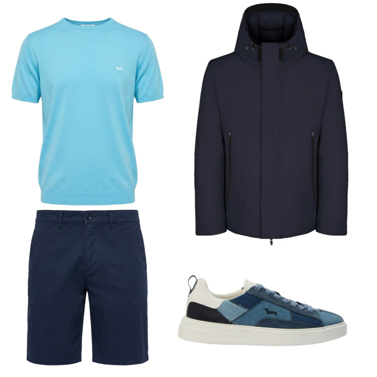 Outfit uomo - Total look #2441882. Stile Trendy per Sport. Abbinamento con t-shirt, sneakers, bermuda, giacche sportive.