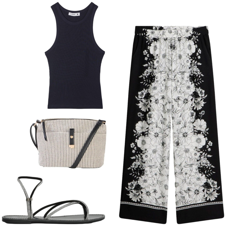 Outfit donna - Total look #2441913. Stile Casual per Tutti i giorni. Abbinamento con pantaloni a palazzo, borse a tracolla, sandali, canottiere.