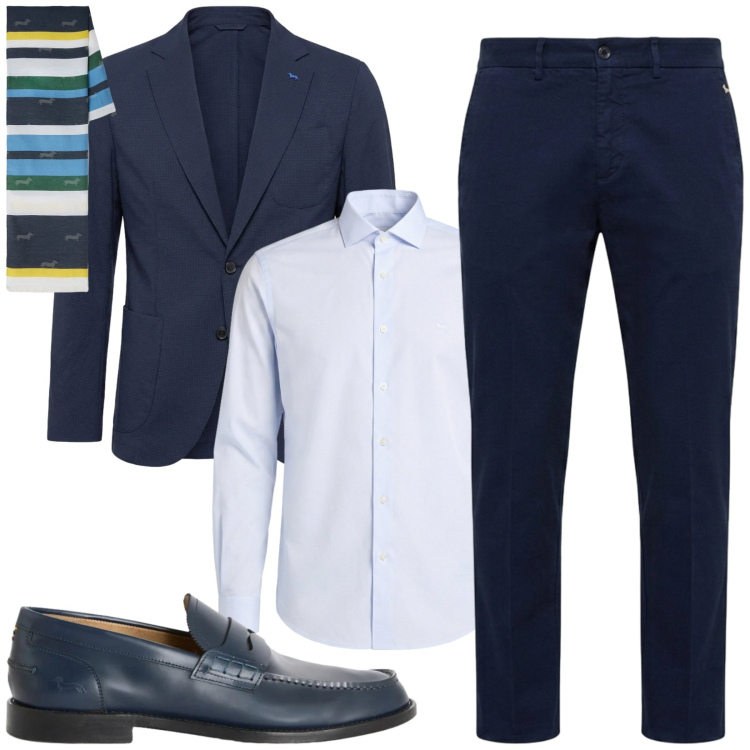 Outfit uomo - Total look #2441917. Stile Business/Elegante per Cerimonia. Abbinamento con pantaloni chino, scarpe stringate, sciarpe, giacche, camicie.