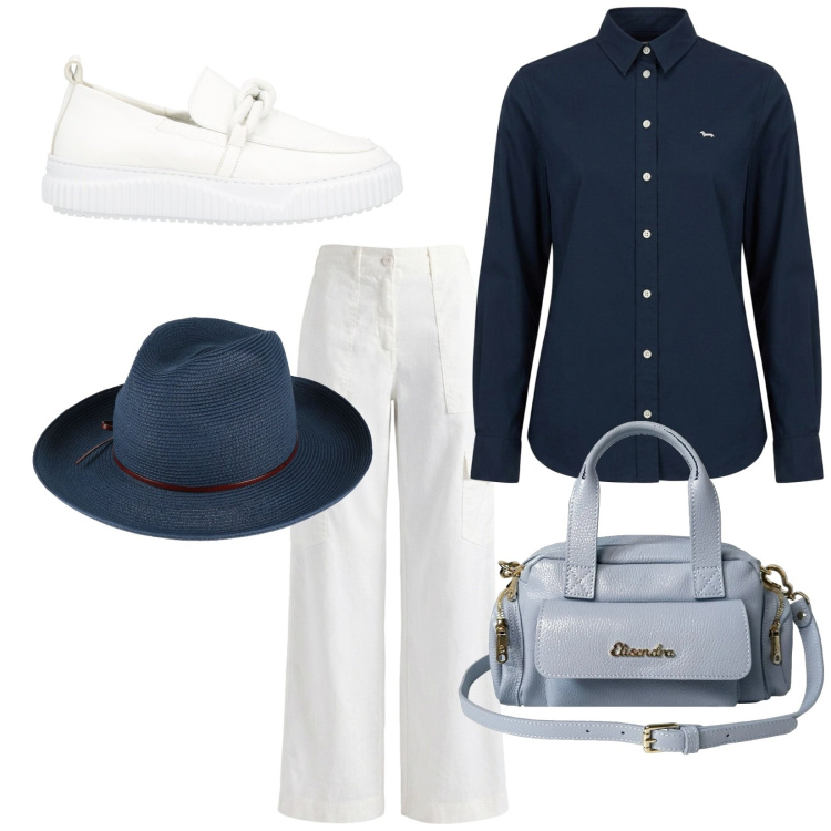 Outfit donna - Total look #2441958. Stile Casual per Tutti i giorni. Abbinamento con mocassini, cappelli, camicie, pantaloni cargo, borse a mano.