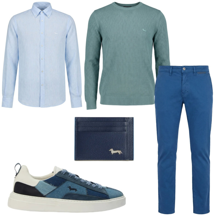 Outfit uomo - Total look #2441971. Stile Casual per Tutti i giorni. Abbinamento con pantaloni, portafogli, pullovers, sneakers, camicie.