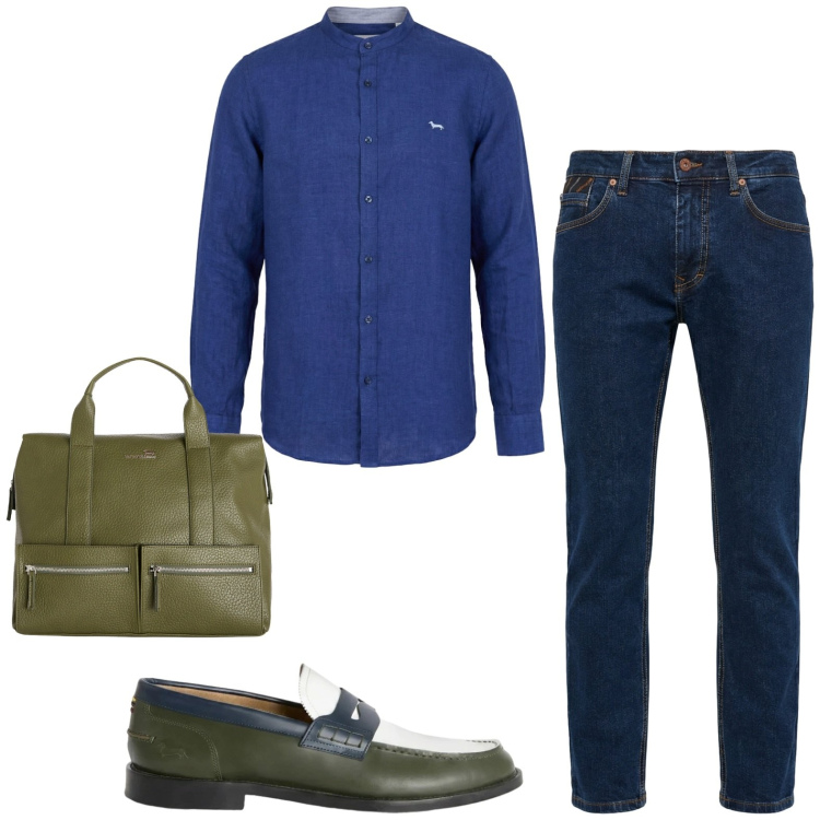 Outfit uomo - Total look #2441988. Stile Business/Elegante per Ufficio. Abbinamento con pantaloni, borse sportive, scarpe stringate, camicie.