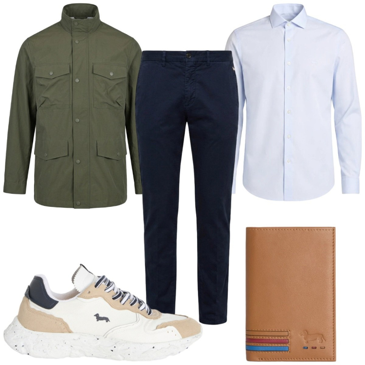 Outfit uomo - Total look #2442001. Stile Casual per Tutti i giorni. Abbinamento con sneakers, portafogli, pantaloni chino, camicie, giacche.
