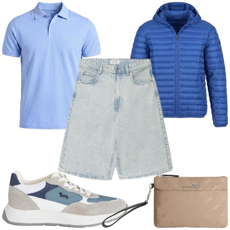 Outfit uomo - Total look #2442006. Stile Casual per Tutti i giorni. Abbinamento con sneakers, borse sportive, polo, shorts, piumini.