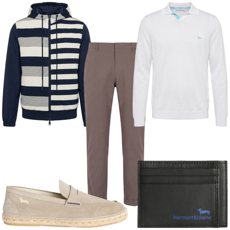 Outfit uomo - Total look #2442024. Stile Casual per Tutti i giorni. Abbinamento con portafogli, pantaloni, polo, espadrillas, bomber.