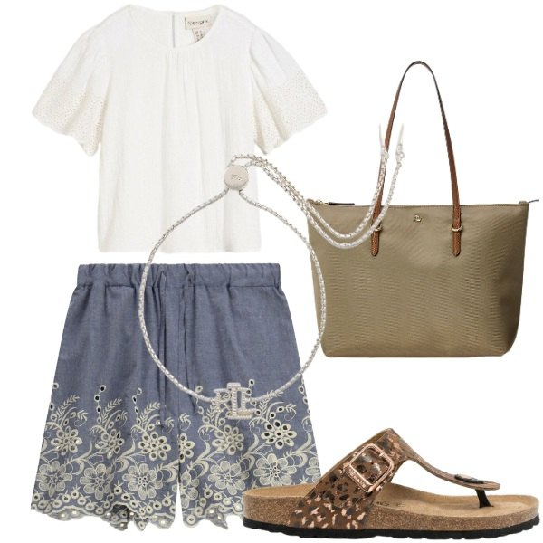Outfit donna - Total look #2442038. Abbinamento con infradito, bluse, borse tote, braccialetti, shorts.