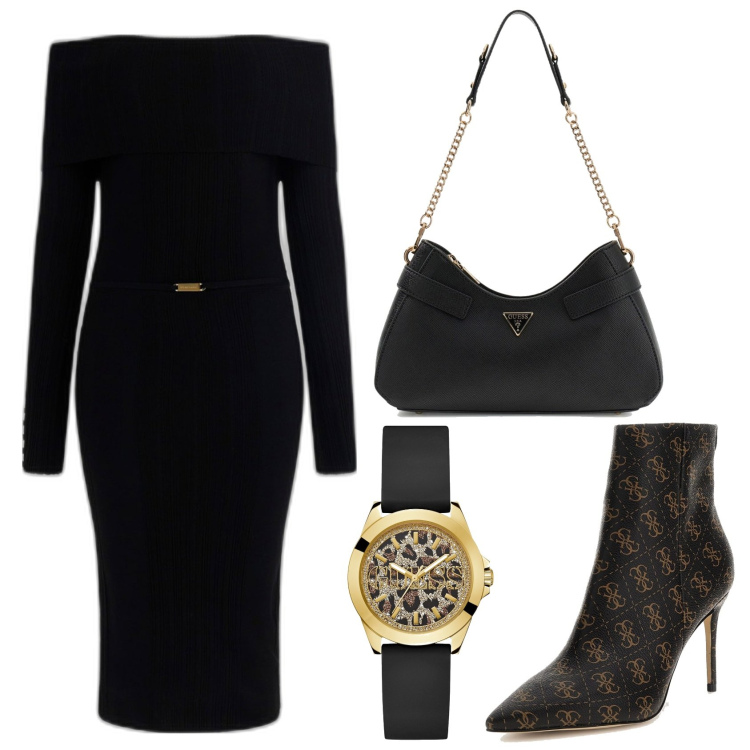 Outfit mujer - Minimal. Estilo Minimal para Todos los días. Combinación con vestidos midi/longuettes, botines, bolsos de hombro, relojes analógicos.