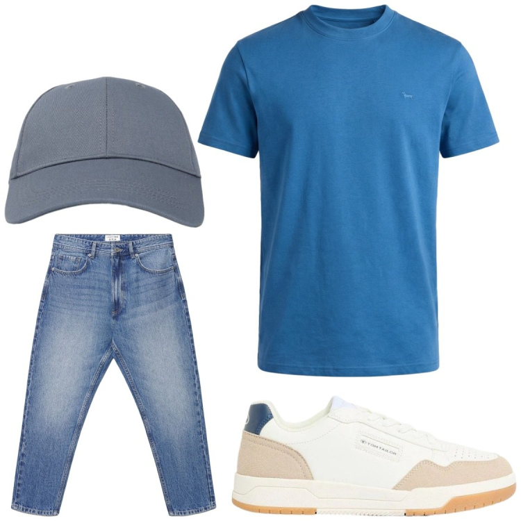 Outfit uomo - Total look #2442081. Stile Casual per Tutti i giorni. Abbinamento con sneakers, t-shirt, jeans, cappelli con visiera.
