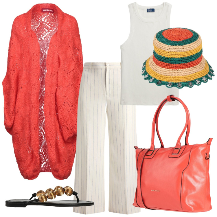 Outfit donna - Leone: mai banale. Stile Casual chic per Tutti i giorni. Abbinamento con zaini, cardigans, cappelli, ciabatte, pantaloni, canottiere.