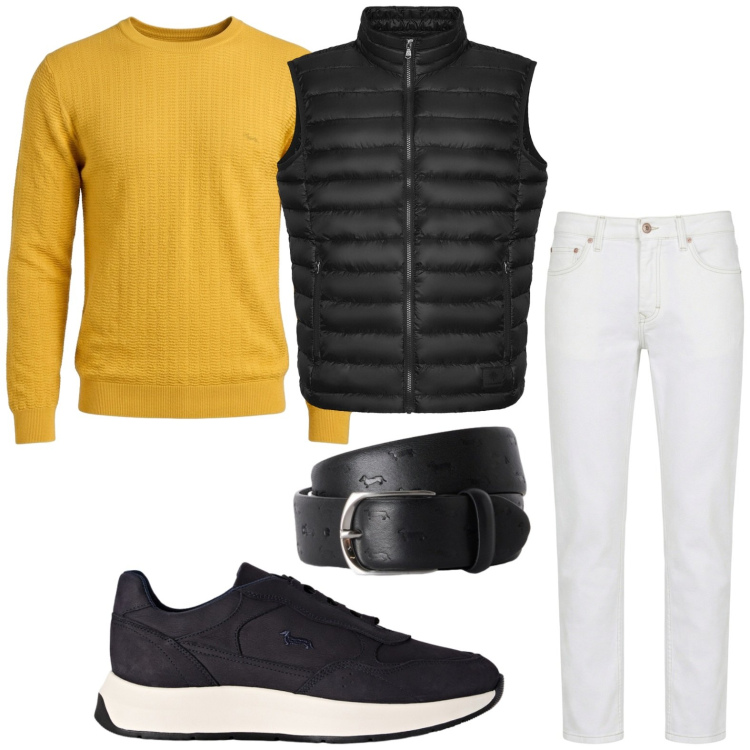 Outfit uomo - Stile inconfondibile. Stile Trendy per Tutti i giorni. Abbinamento con jeans, pullovers, sneakers, cinture, piumini.