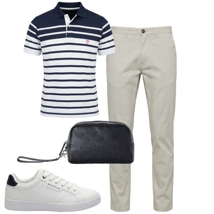 Outfit uomo - Total look #2442174. Stile Urban per Tutti i giorni. Abbinamento con sneakers, polo, pantaloni, borse sportive.