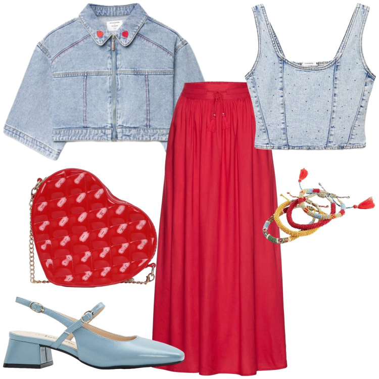 Outfit donna - Jeans. Stile Casual per Tutti i giorni. Abbinamento con gonne lunghe, décolleté, braccialetti, borse a tracolla, cappotti, canottiere.