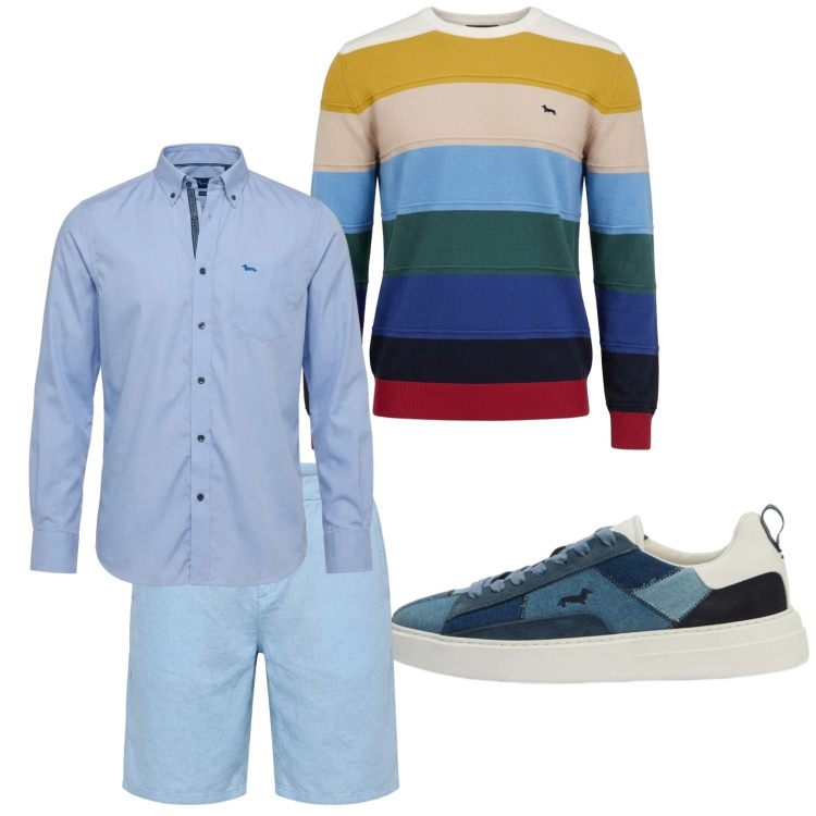 Outfit uomo - Total look #2442261. Stile Trendy per Tutti i giorni. Abbinamento con sneakers, bermuda, camicie, maglieria.