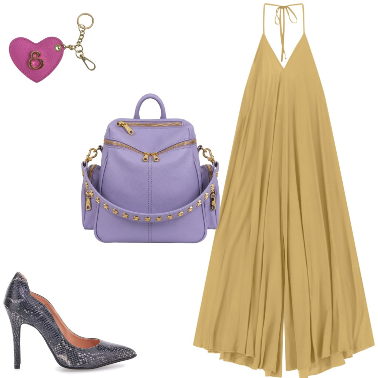 Outfit donna - Estate. Stile Trendy per Serata fuori. Abbinamento con portachiavi, zaini, tute, décolleté.