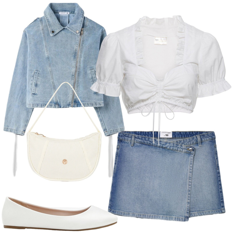 Outfit donna - Jeans. Stile Casual per Tutti i giorni. Abbinamento con top, ballerine, gonne, cappotti, borse a mano.