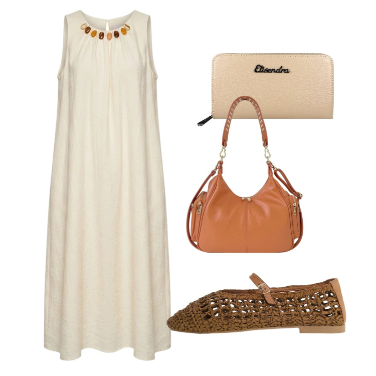 Outfit donna - Minimal. Stile Casual per Ufficio. Abbinamento con borse a spalla, portafogli, ballerine, vestiti midi/longuette.