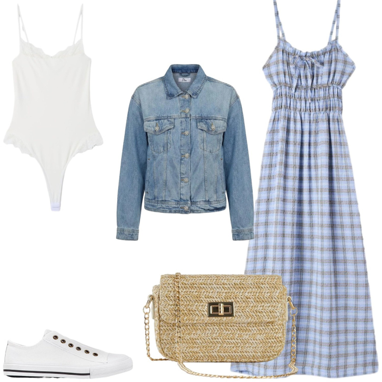 Outfit donna - Total look #2442300. Stile Vintage retrò per Tutti i giorni. Abbinamento con sneakers, borse a tracolla, cappotti, vestiti lunghi, body.