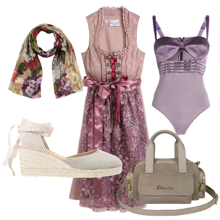 Outfit donna - Total look #2442307. Stile Vintage retrò per Tutti i giorni. Abbinamento con body, sciarpe, espadrillas, vestiti, borse a mano.