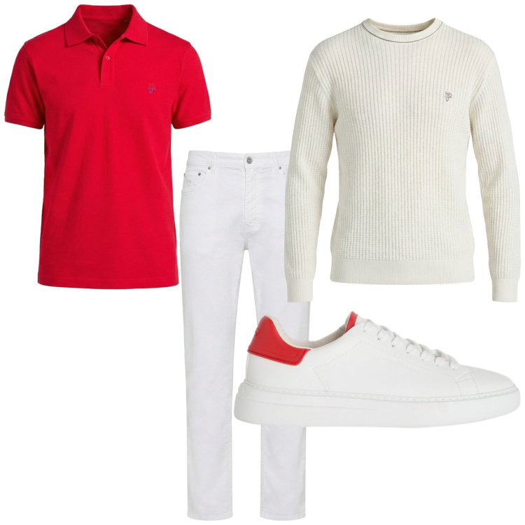 Outfit uomo - Guardaroba estivo. Stile Trendy per Tutti i giorni. Abbinamento con pantaloni, sneakers, maglieria, polo.