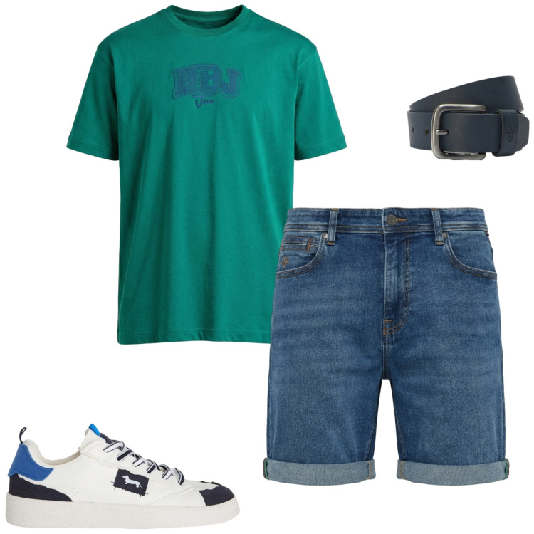 Outfit uomo - Total look #2442389. Stile Casual per Tutti i giorni. Abbinamento con sneakers, bermuda, t-shirt, cinture.