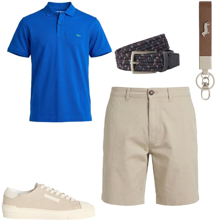 Outfit uomo - Total look #2442390. Stile Casual per Tutti i giorni. Abbinamento con portachiavi, sneakers, bermuda, polo, cinture.