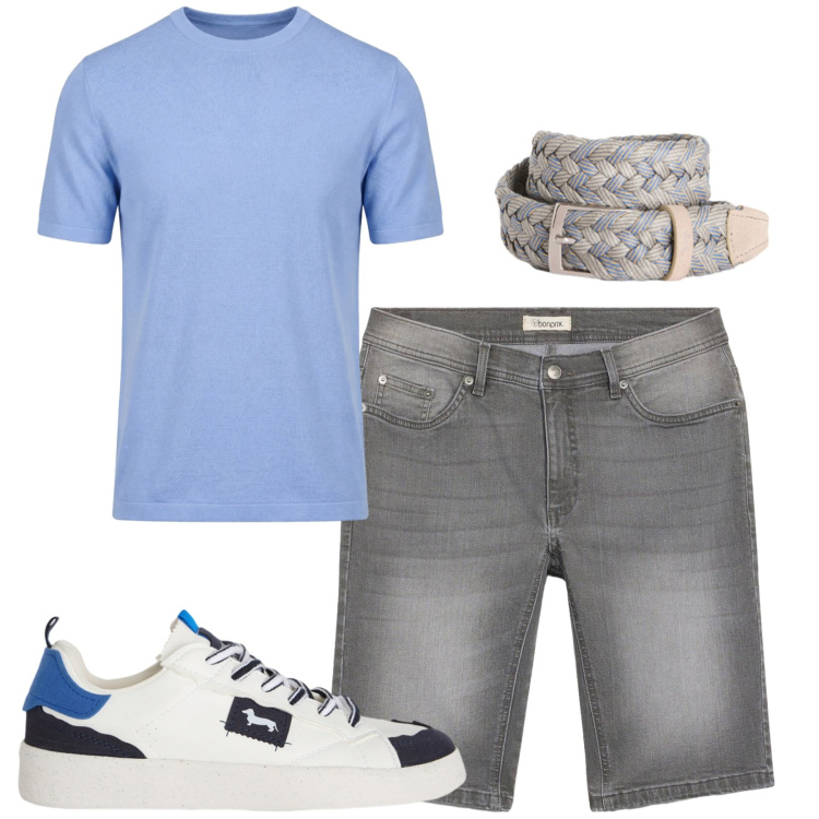 Outfit uomo - Total look #2442397. Stile Casual per Tutti i giorni. Abbinamento con bermuda, sneakers, cinture, t-shirt.