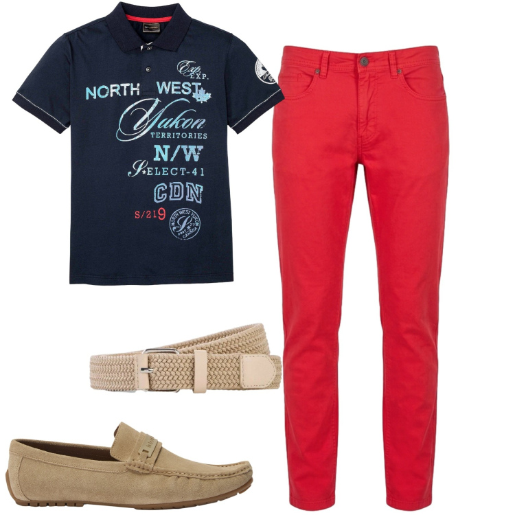 Outfit uomo - Total look #2442404. Stile Casual per Tutti i giorni. Abbinamento con polo, cinture, scarpe stringate, pantaloni.