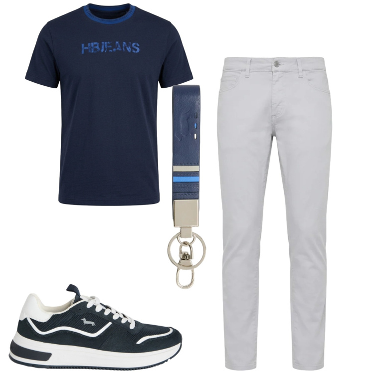 Outfit uomo - Total look #2442427. Stile Casual per Tutti i giorni. Abbinamento con portachiavi, sneakers, pantaloni, t-shirt.