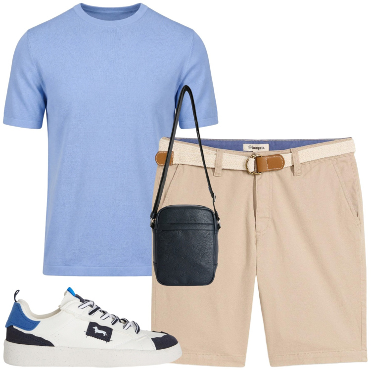 Outfit uomo - Total look #2442444. Stile Casual per Tutti i giorni. Abbinamento con bermuda, sneakers, borse sportive, t-shirt.