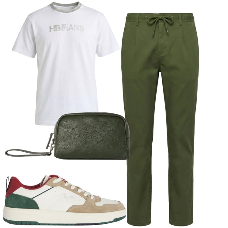 Outfit uomo - Total look #2442445. Stile Casual per Tutti i giorni. Abbinamento con sneakers, pantaloni, t-shirt, borse sportive.