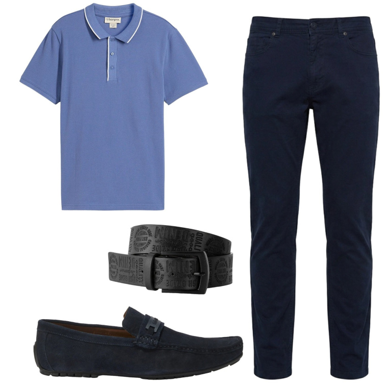 Outfit uomo - Total look #2442504. Stile Casual per Tutti i giorni. Abbinamento con cinture, polo, scarpe stringate, pantaloni.
