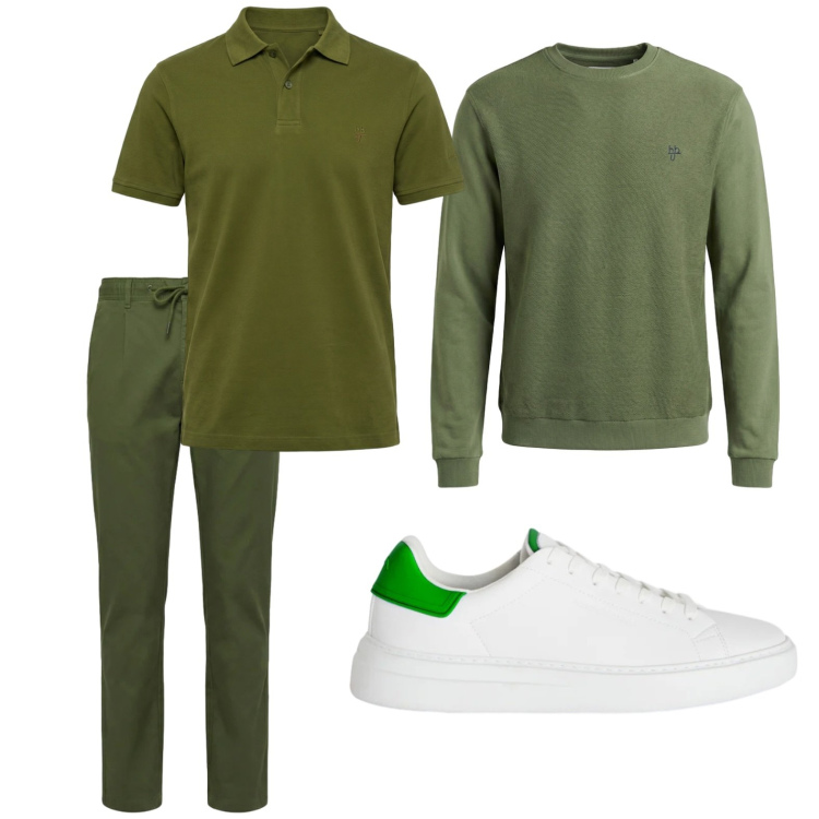 Outfit uomo - Total look #2442521. Stile Trendy per Tutti i giorni. Abbinamento con pantaloni, felpe, sneakers, polo.