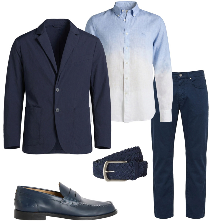Outfit uomo - Cerimonia estiva. Stile Business/Elegante per Cerimonia. Abbinamento con pantaloni, scarpe stringate, camicie, giacche, cinture.