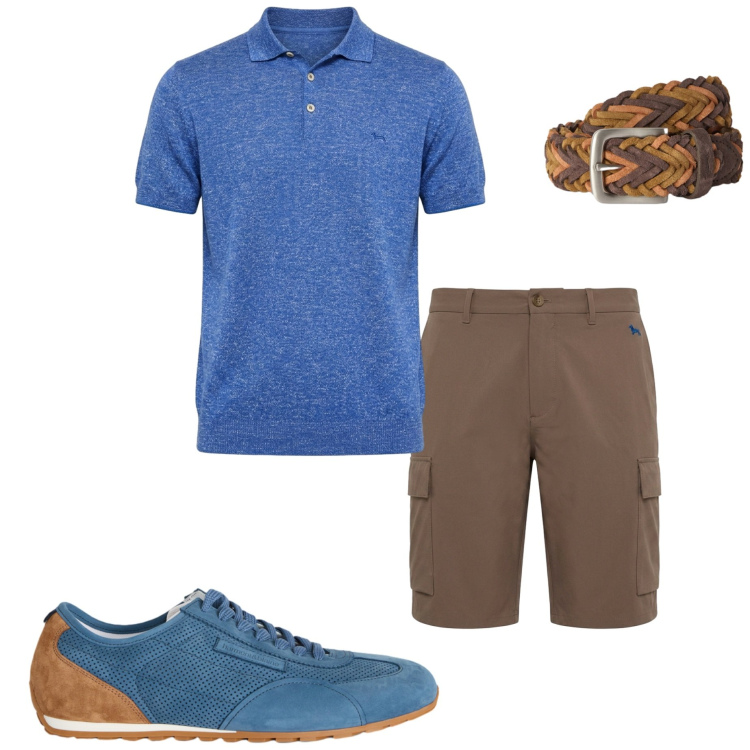 Outfit uomo - Look quotidiano. Stile Casual per Tutti i giorni. Abbinamento con sneakers, bermuda, polo, cinture.