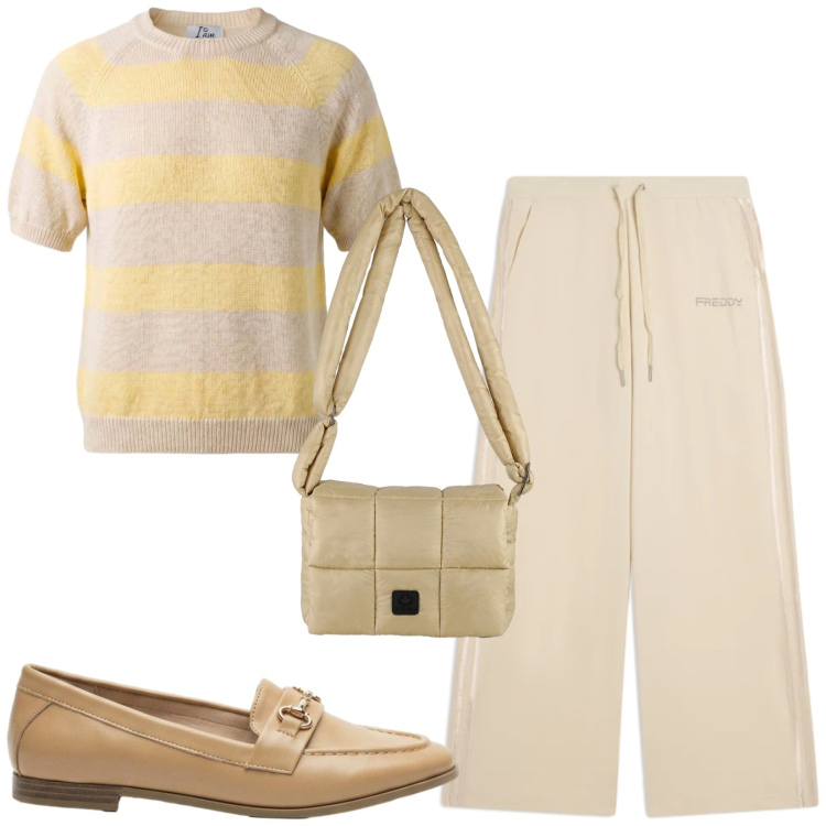 Outfit donna - Total look #2442579. Stile Casual per Ufficio. Abbinamento con mocassini, maglieria, pantaloni, borse a spalla.