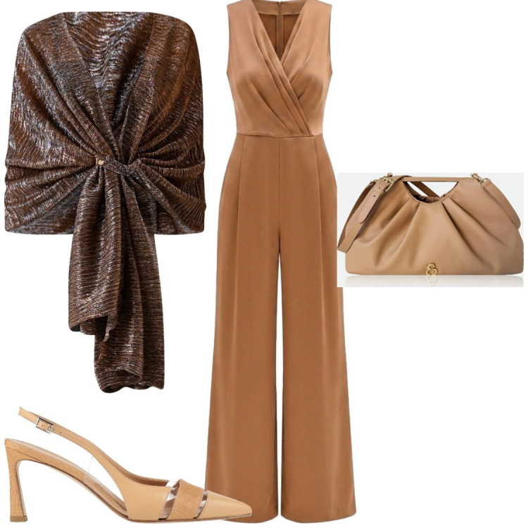 Outfit donna - Eventi. Stile Chic per Cerimonia. Abbinamento con décolleté, clutch, tute, stole.