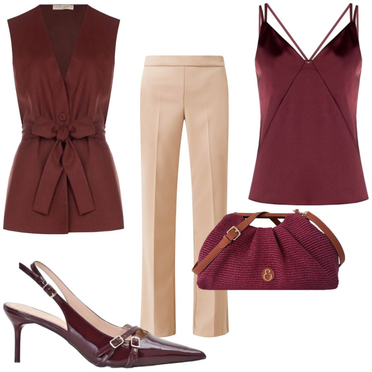 Outfit donna - I Capi Jolly da Mixare senza fine. Stile Chic per Ufficio. Abbinamento con clutch, pantaloni, gilet, décolleté, top.