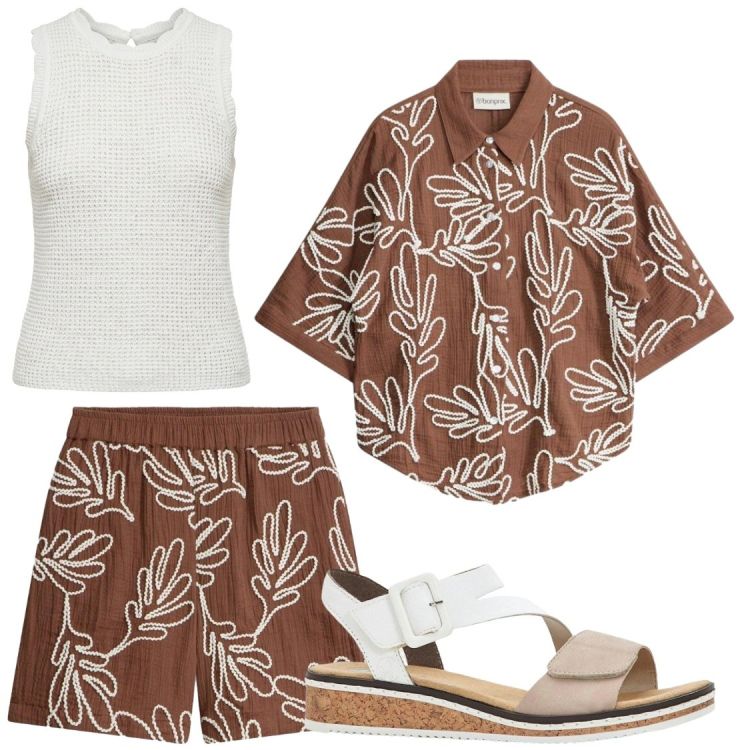 Outfit donna - Xosa mi mentoniera partire?. Stile Chic per Tutti i giorni. Abbinamento con sandali, camicie a manica corta, shorts, canottiere.