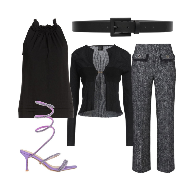 Outfit donna - Top a fine luglio. Stile Chic per Cerimonia. Abbinamento con cardigans, top, sandali col tacco, cinture, pantaloni.