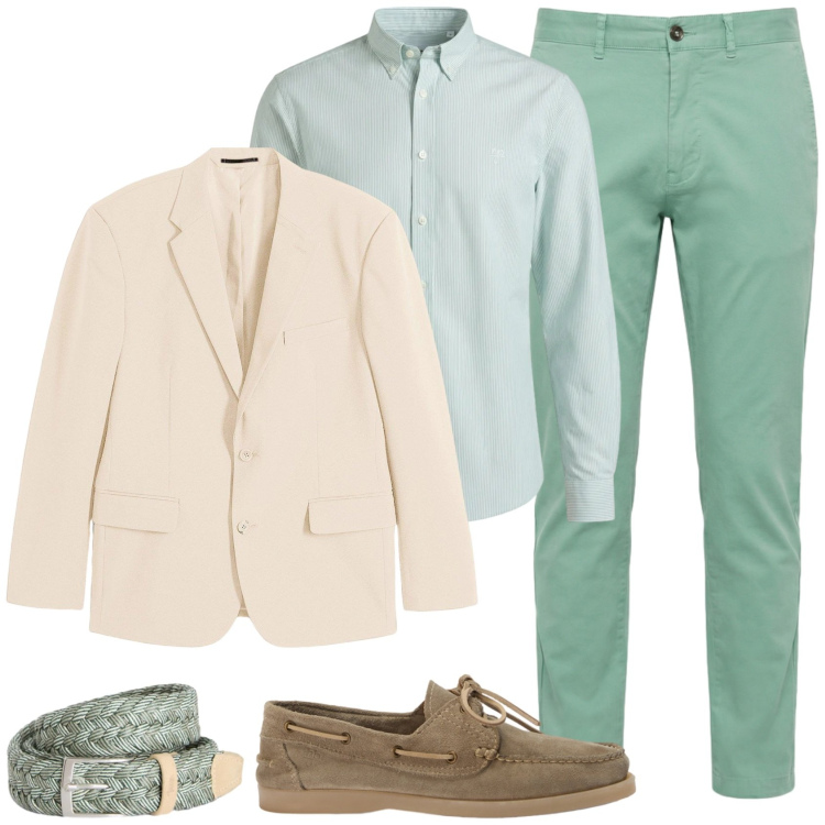 Outfit uomo - Cerimonia dai colori pastello. Stile Business/Elegante per Cerimonia. Abbinamento con giacche, camicie, pantaloni, scarpe stringate, cinture.