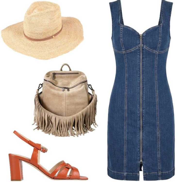 Outfit donna - Sexy denim. Stile Sexy per Tutti i giorni. Abbinamento con cappelli, sandali in pelle, zaini, vestiti corti.