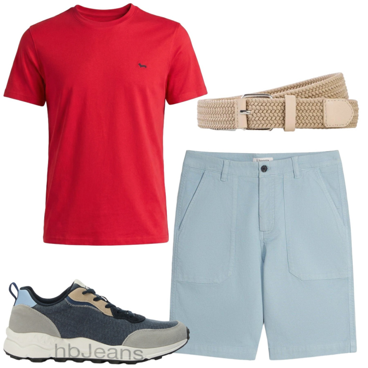 Outfit uomo - Total look #2442705. Stile Casual per Tutti i giorni. Abbinamento con cinture, shorts, t-shirt, sneakers.