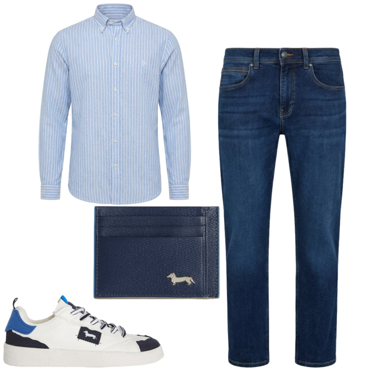 Outfit uomo - Total look #2442709. Stile Urban per Tutti i giorni. Abbinamento con sneakers, portafogli, jeans dritti, camicie.