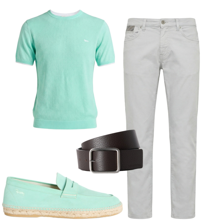 Outfit uomo - Total look #2442715. Stile Casual per Tutti i giorni. Abbinamento con pantaloni, t-shirt, espadrillas, cinture.