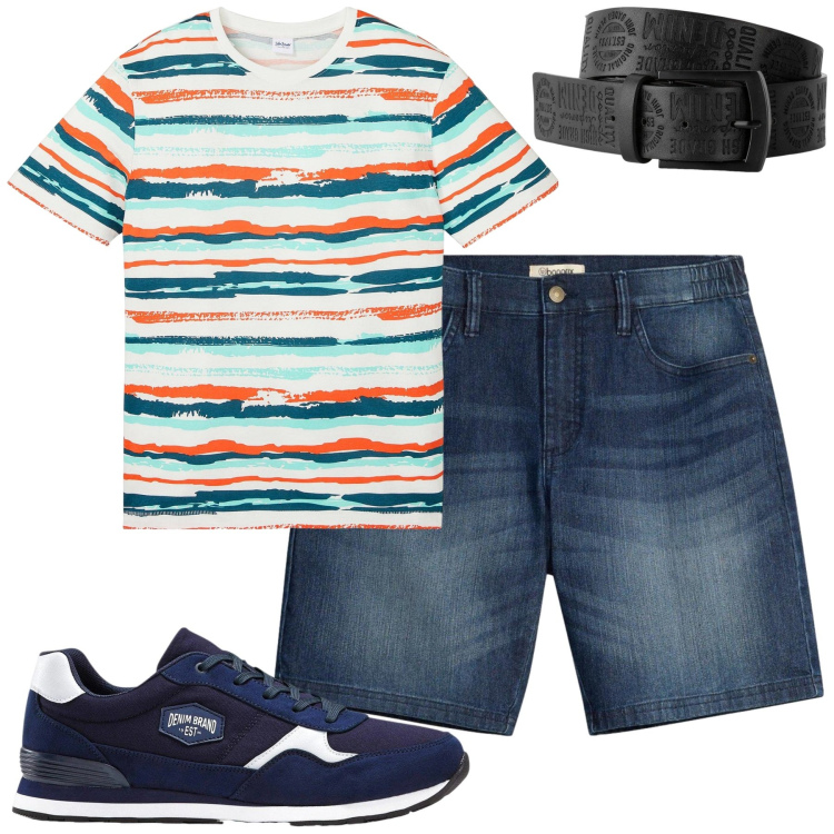 Outfit uomo - Total look #2442725. Stile Casual per Tutti i giorni. Abbinamento con cinture, sneakers, t-shirt, shorts.