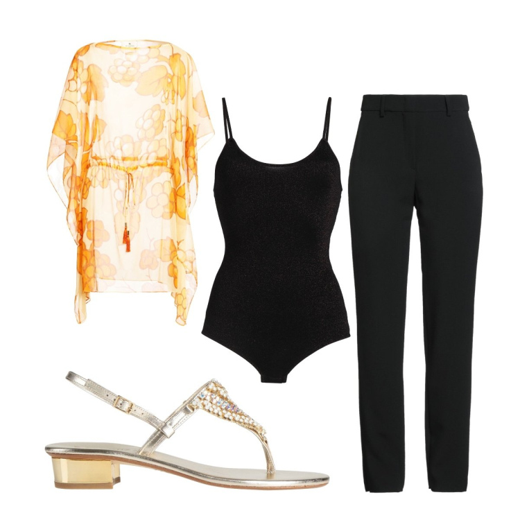 Outfit donna - Top luglio curvy. Stile Romantica per Serata fuori. Abbinamento con pantaloni, top, infradito, body.