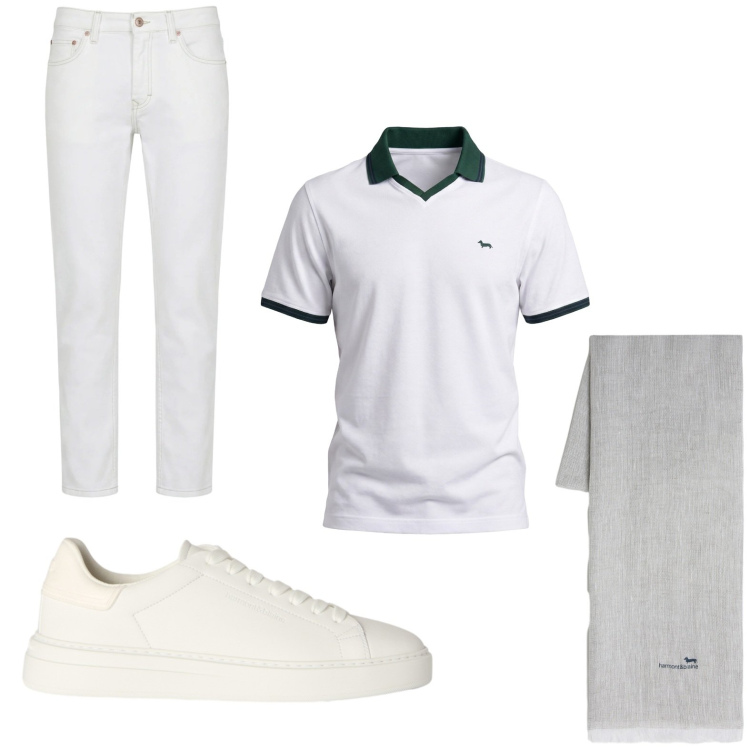 Outfit uomo - Total look #2442733. Stile Business/Elegante per Ufficio. Abbinamento con jeans, polo, sciarpe, sneakers.