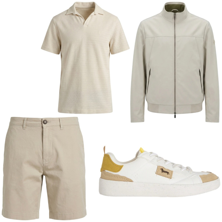 Outfit uomo - Total look #2442735. Stile Trendy per Tutti i giorni. Abbinamento con sneakers, giacche, polo, bermuda.