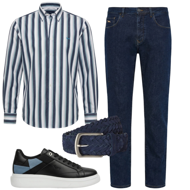Outfit uomo - City. Stile Urban per Tutti i giorni. Abbinamento con sneakers, camicie, jeans, cinture.